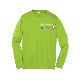 002 Pickleball (Colors Purple Rainbow Pink) | Youth Long Sleeve Athletic Shirt | 100% Polyester