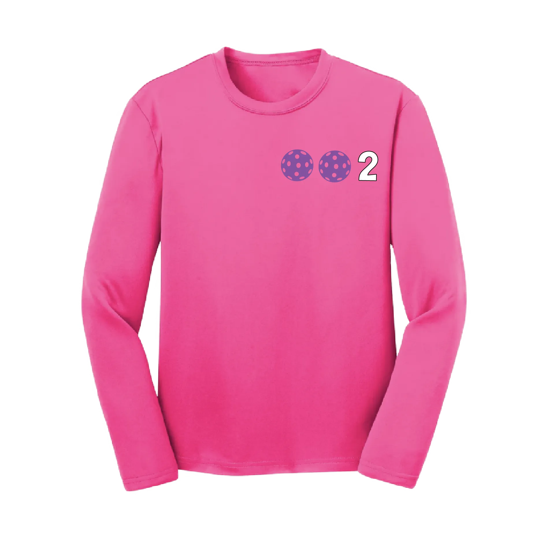 002 Pickleball (Colors Purple Rainbow Pink) | Youth Long Sleeve Athletic Shirt | 100% Polyester