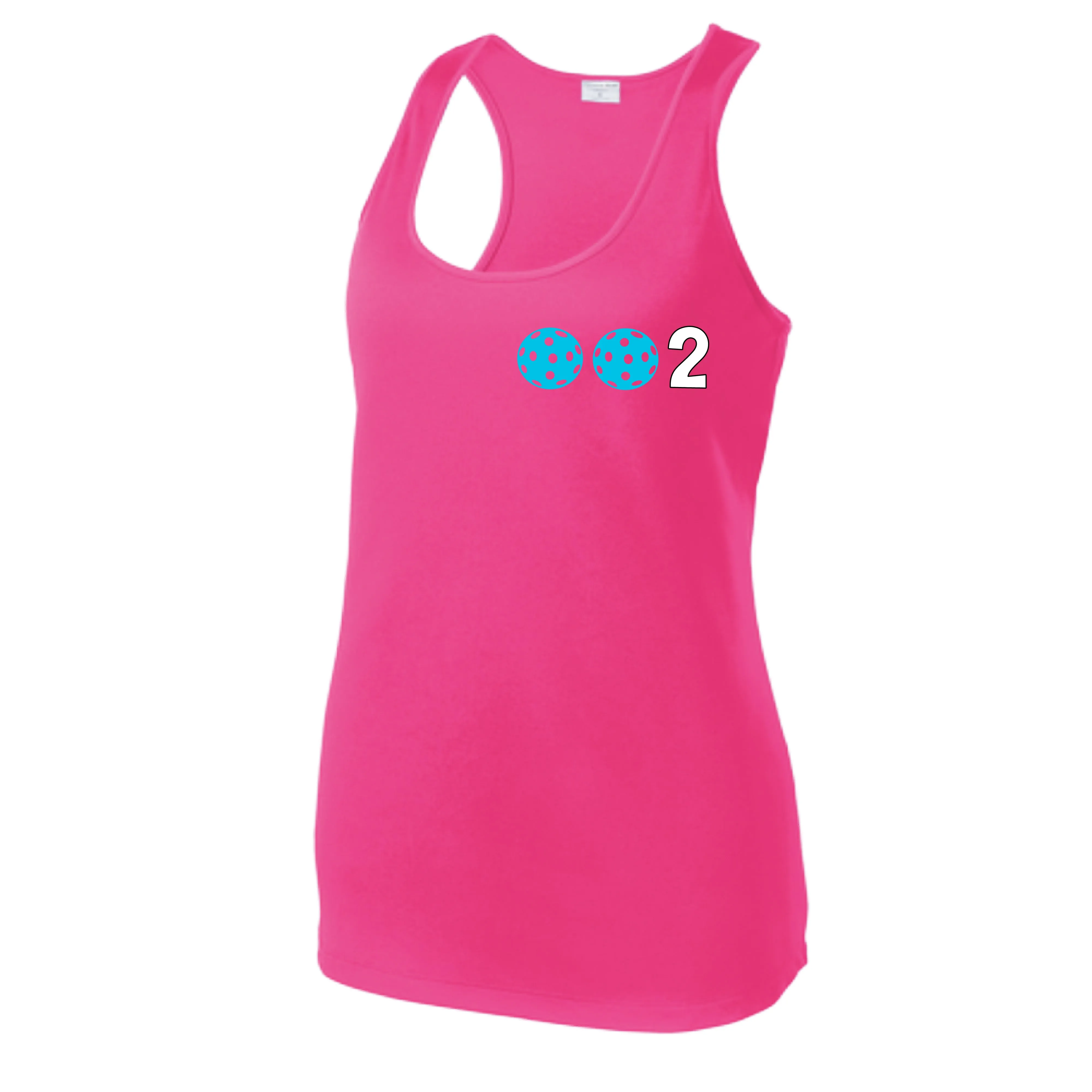 002 With Pickleballs (Colors Cyan Purple Rainbow) Customizable | Women’s Racerback Tank | 100% Polyester