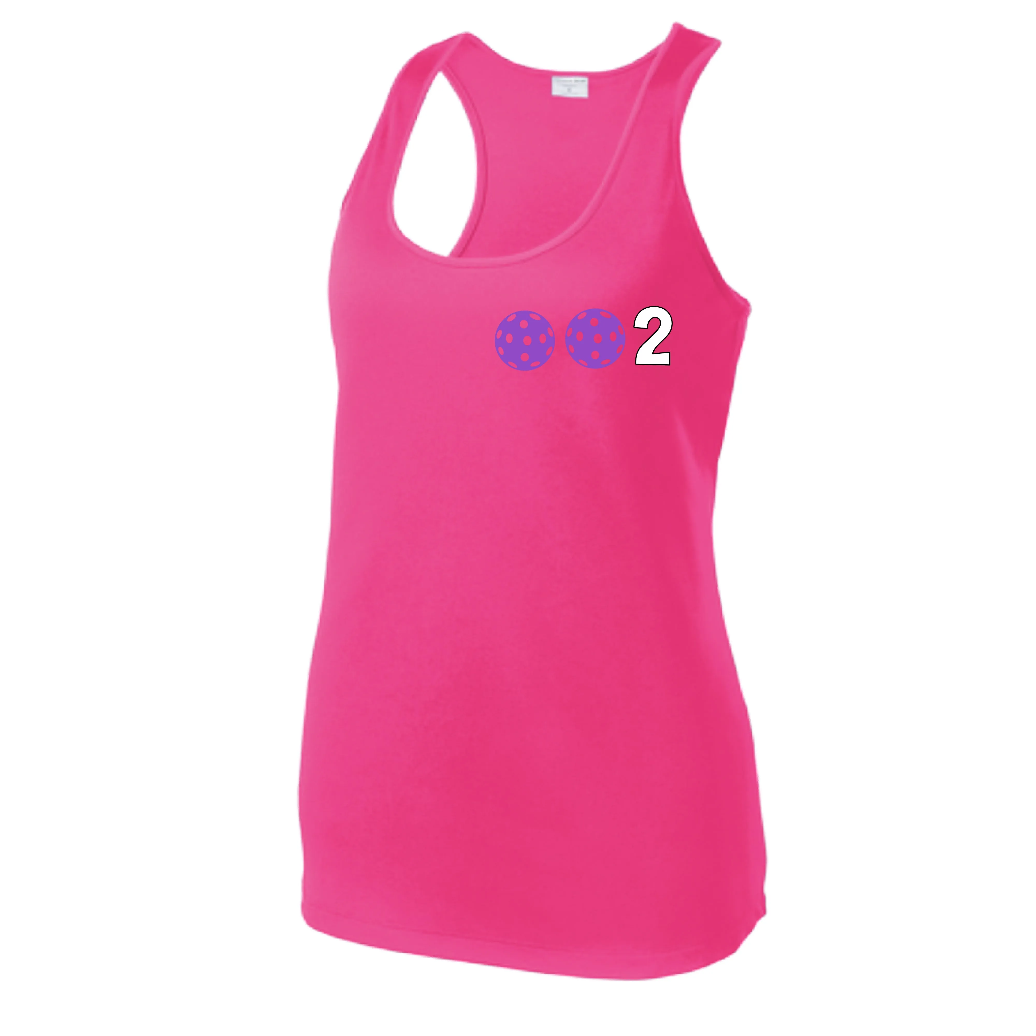 002 With Pickleballs (Colors Cyan Purple Rainbow) Customizable | Women’s Racerback Tank | 100% Polyester