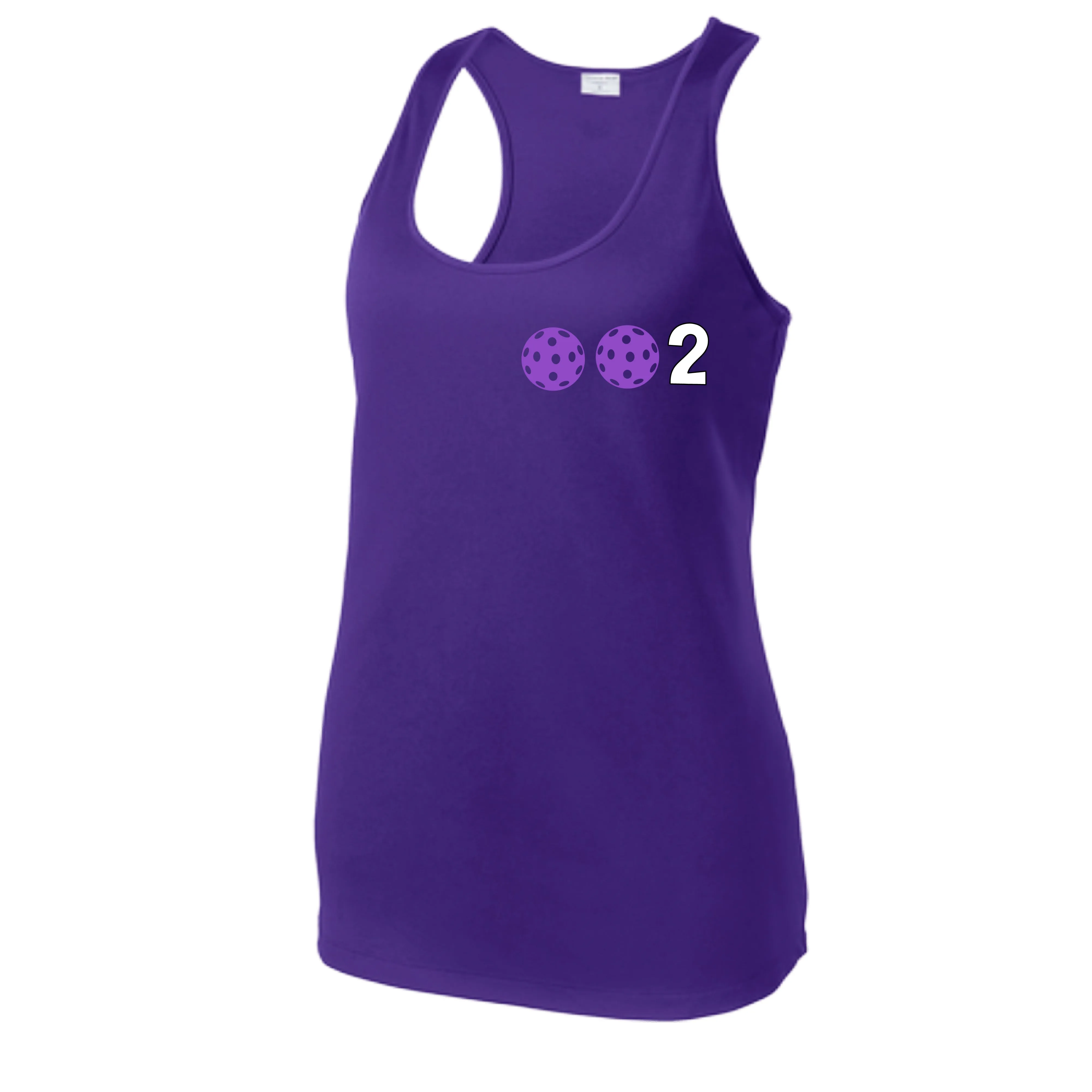 002 With Pickleballs (Colors Cyan Purple Rainbow) Customizable | Women’s Racerback Tank | 100% Polyester