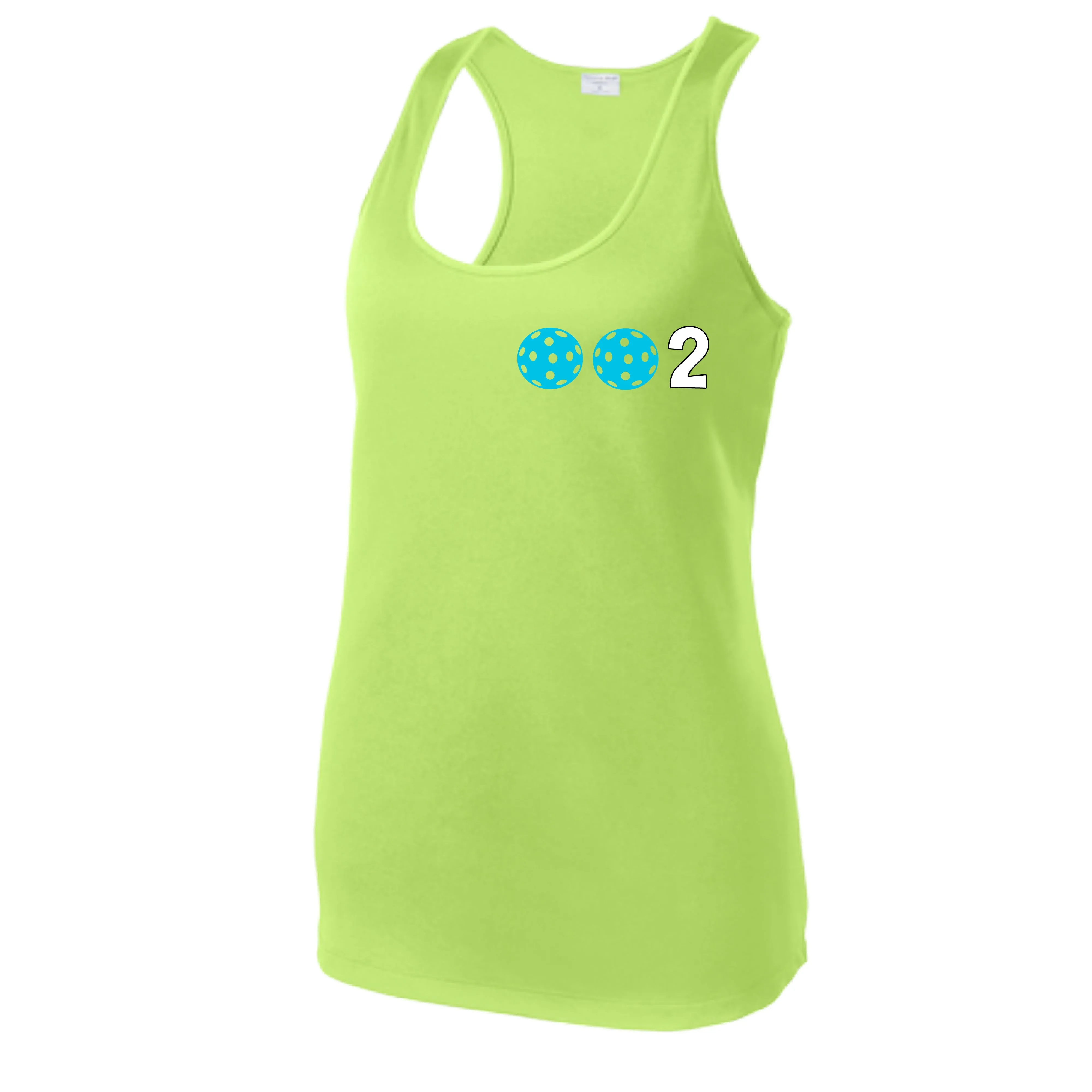 002 With Pickleballs (Colors Cyan Purple Rainbow) Customizable | Women’s Racerback Tank | 100% Polyester