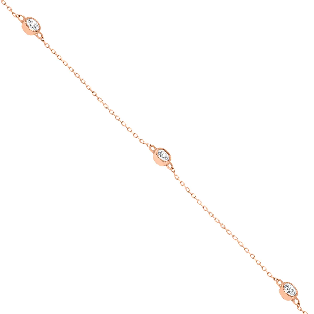 1 1/2 Carat Tw Bezel Set Diamond Station Necklace In 14K Rose Gold