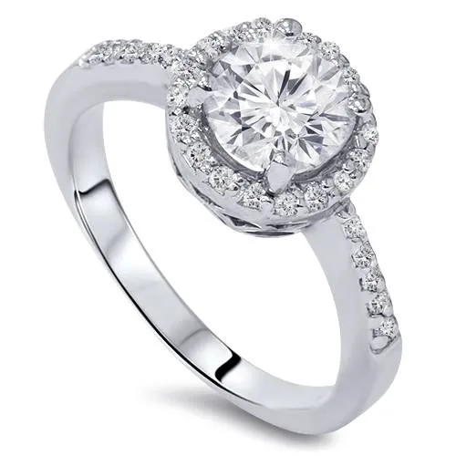 1 3/4ct Diamond Engagement Pave Halo Ring 14K White Gold