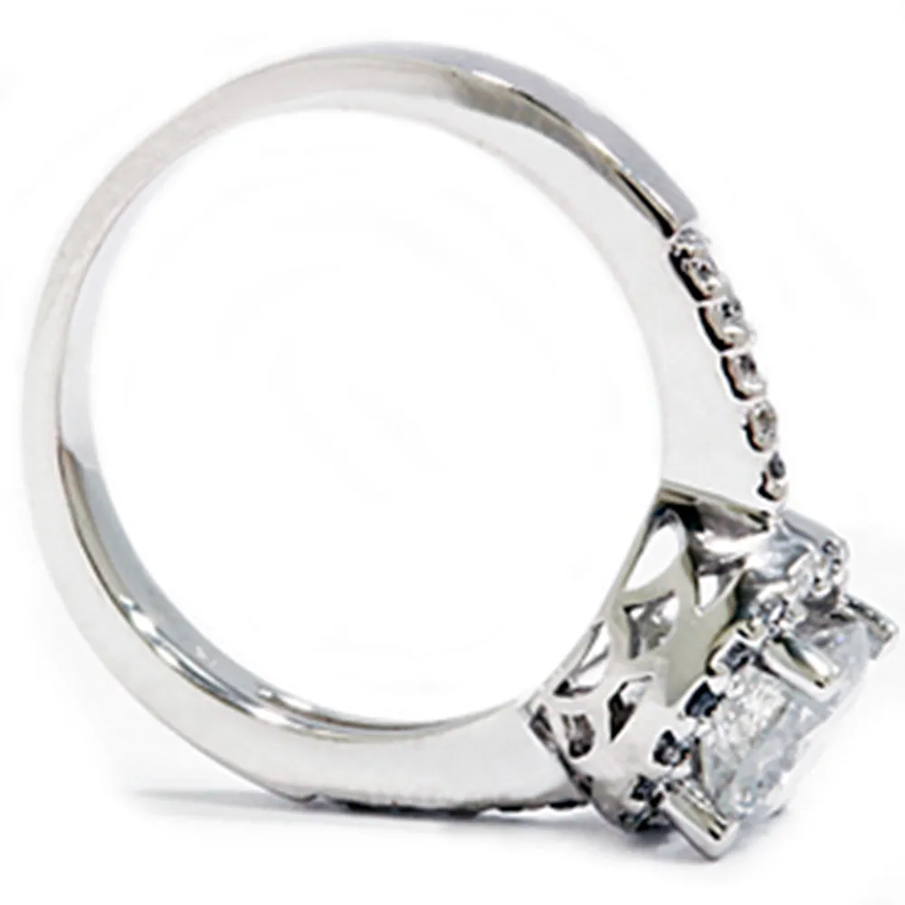 1 3/4ct Diamond Engagement Pave Halo Ring 14K White Gold