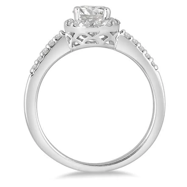 1 3/4ct Diamond Engagement Pave Halo Ring 14K White Gold