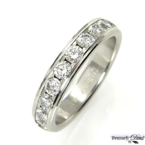 1.00CT SOLID PLATINUM DIAMOND WEDDING ANNIVERSARY BAND RING COMFORT FIT