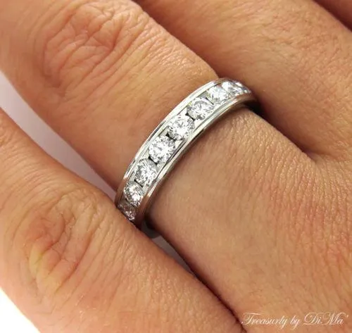 1.00CT SOLID PLATINUM DIAMOND WEDDING ANNIVERSARY BAND RING COMFORT FIT