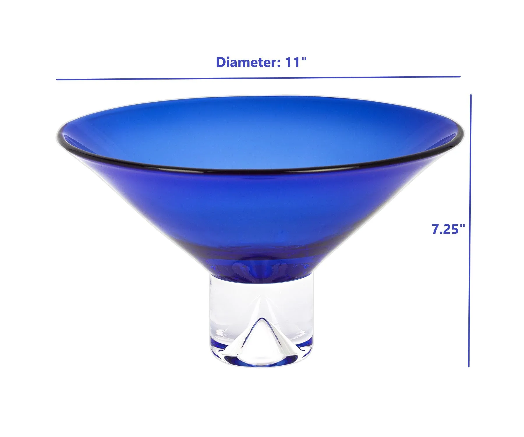 11 Mouth Blown Crystal Cobalt Blue Centerpiece Bowl By Homeroots