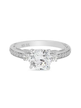 1.5 Carat Square Solitaire American Diamond  Proposal Ring