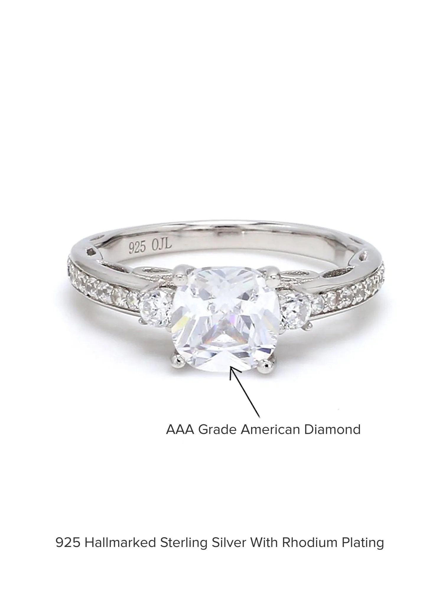 1.5 Carat Square Solitaire American Diamond  Proposal Ring