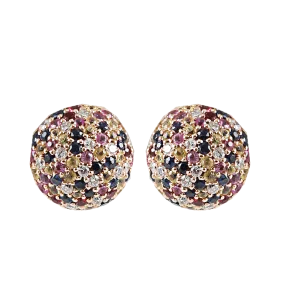 1885 Rainbow Pave Button Earrings