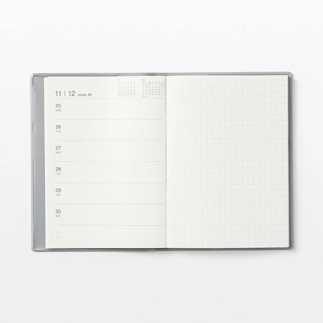 2025 Monthly/Weekly Planner (Mon to Sun) - Grey