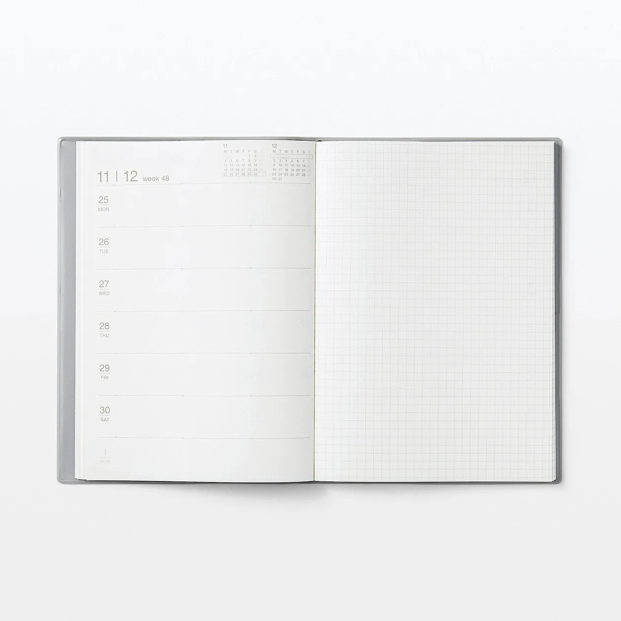 2025 Monthly/Weekly Planner (Mon to Sun) - Grey