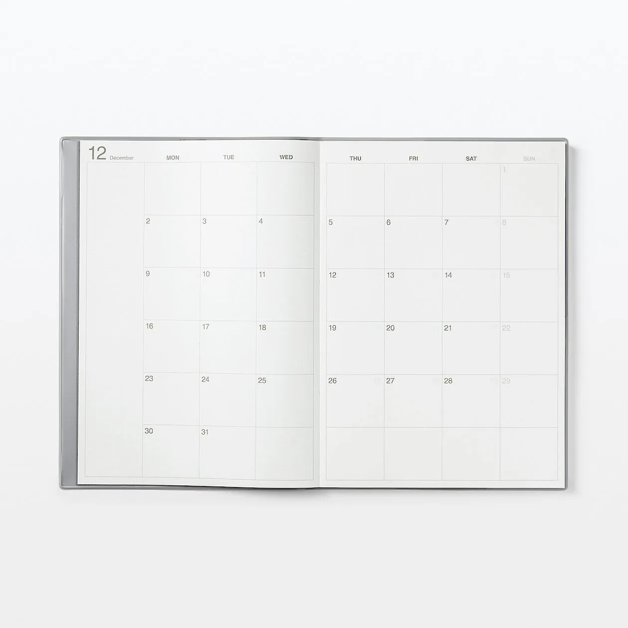 2025 Monthly/Weekly Planner (Mon to Sun) - Grey