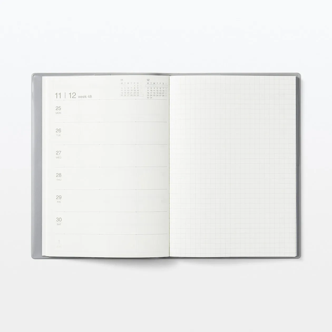 2025 Monthly/Weekly Planner (Mon to Sun) - Grey