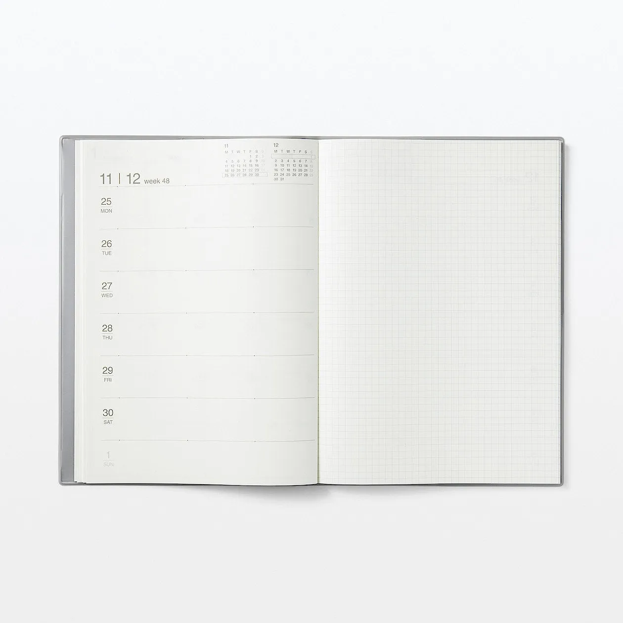 2025 Monthly/Weekly Planner (Mon to Sun) - Grey