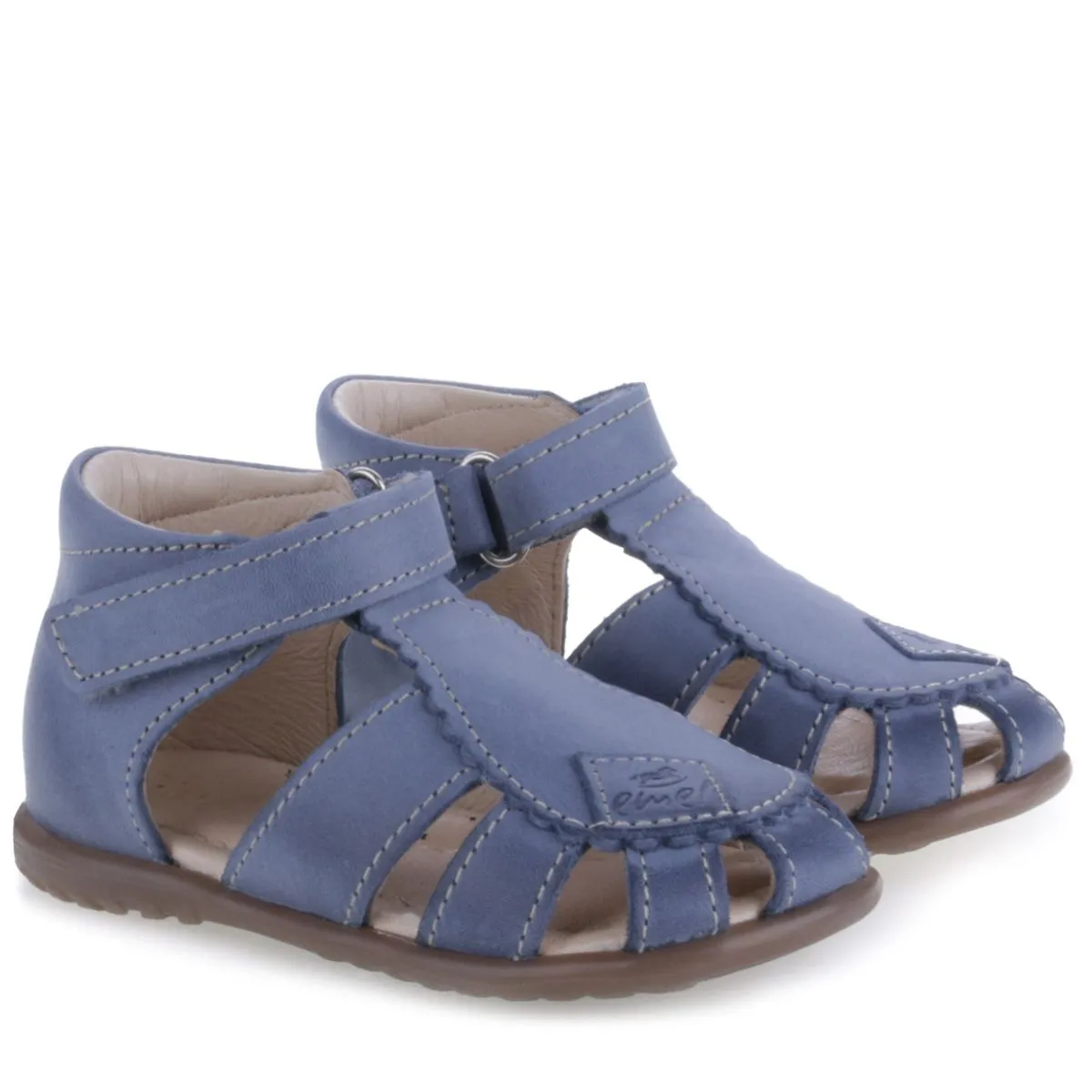 (2206-12) Emel Blue Half-Open Shoes