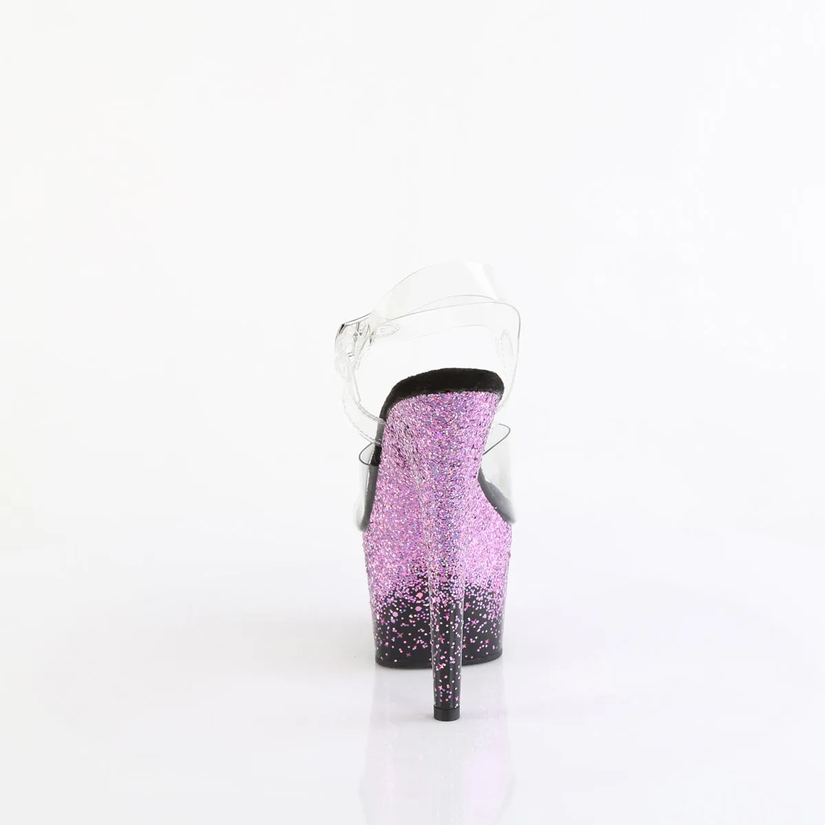 7 Inch Heel ADORE-708SS Clear Black Purple Glitter