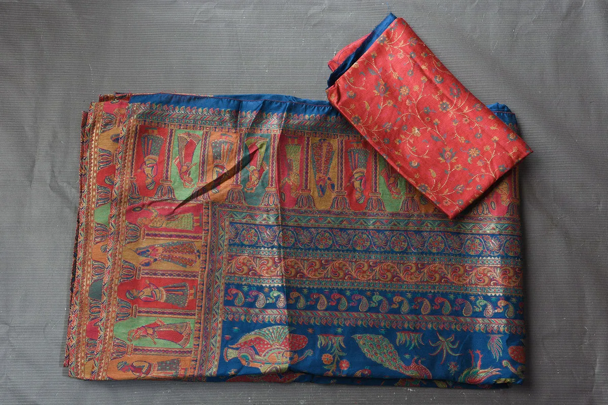 90M533-RO Blue Kani Weave Tussar Silk Saree