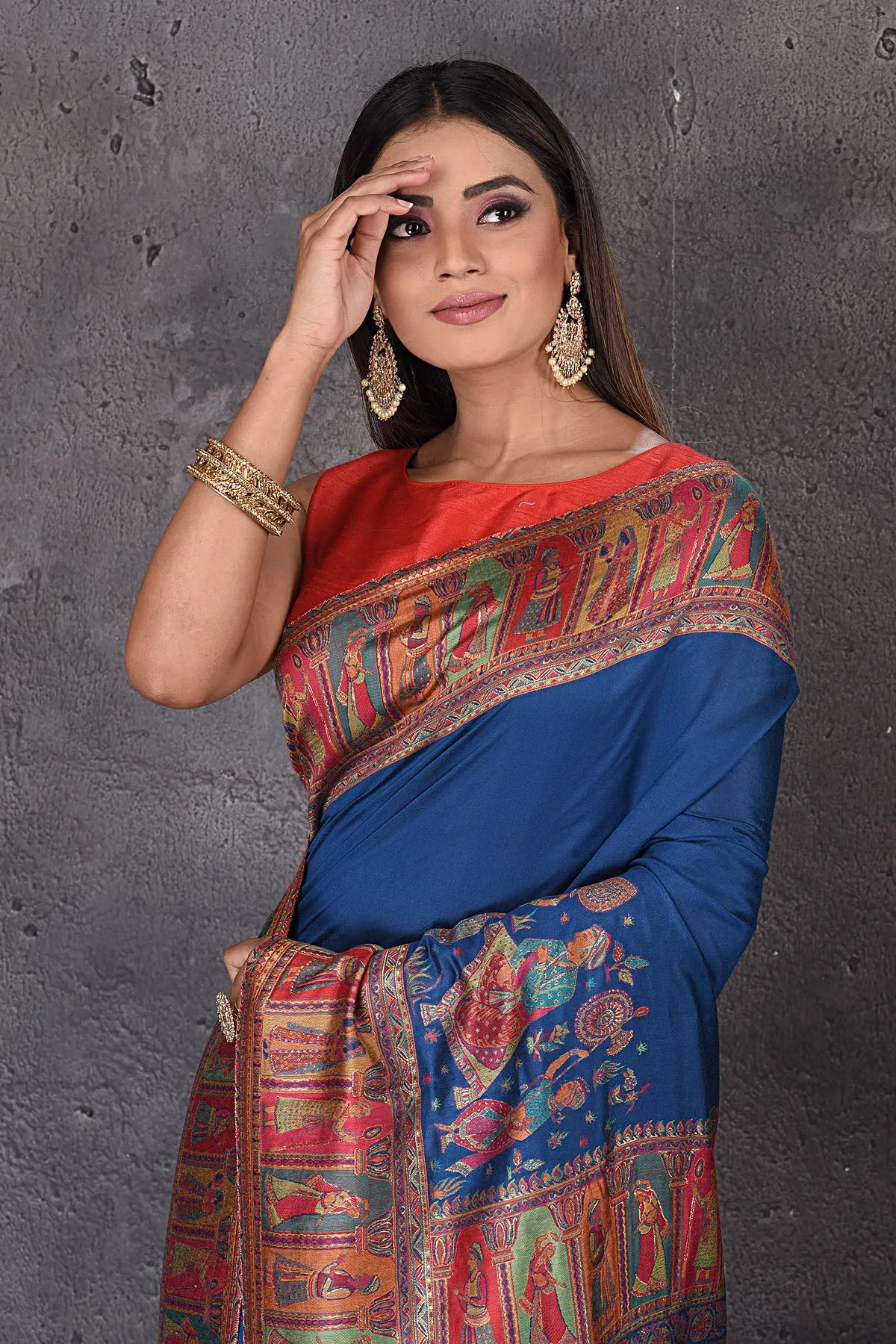 90M533-RO Blue Kani Weave Tussar Silk Saree