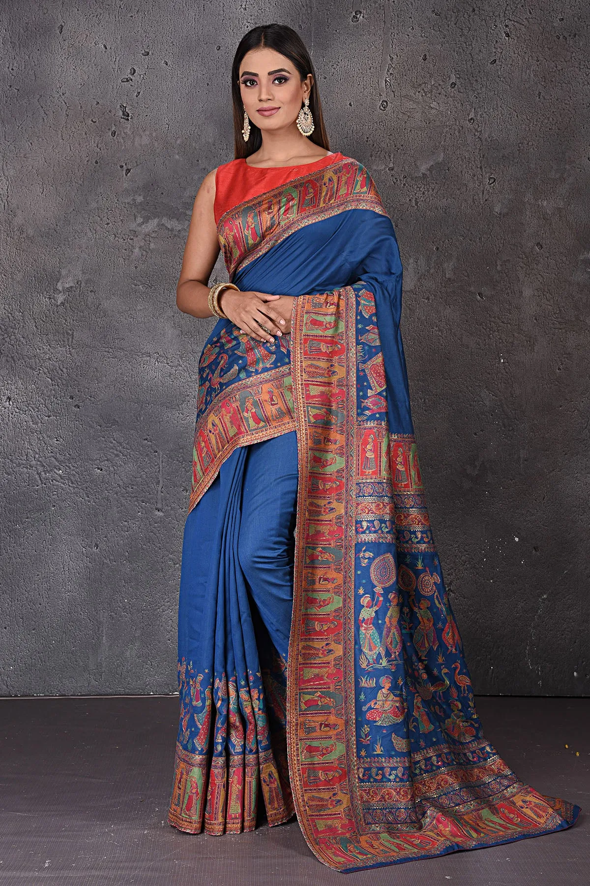 90M533-RO Blue Kani Weave Tussar Silk Saree