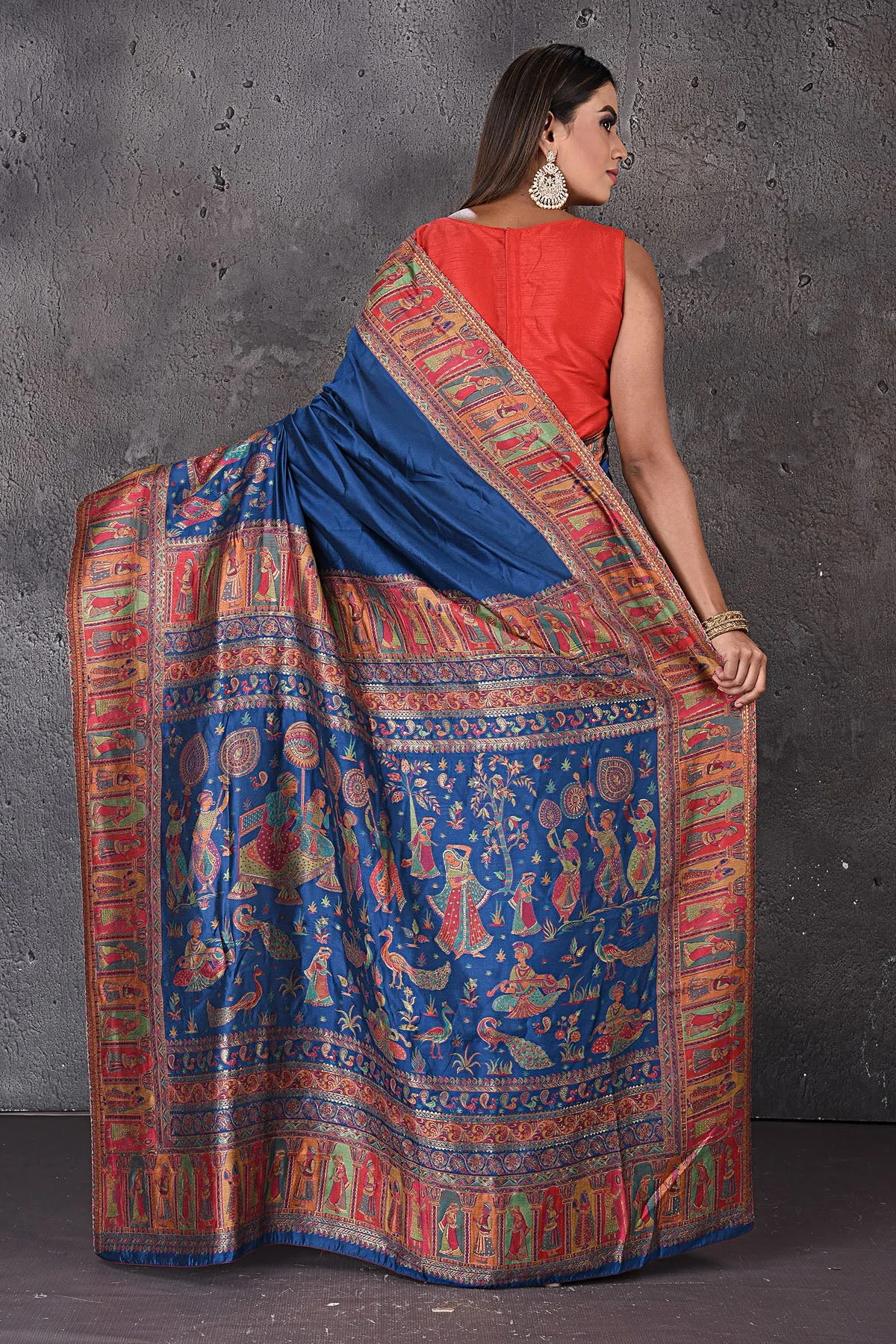 90M533-RO Blue Kani Weave Tussar Silk Saree