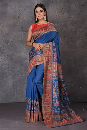 90M533-RO Blue Kani Weave Tussar Silk Saree