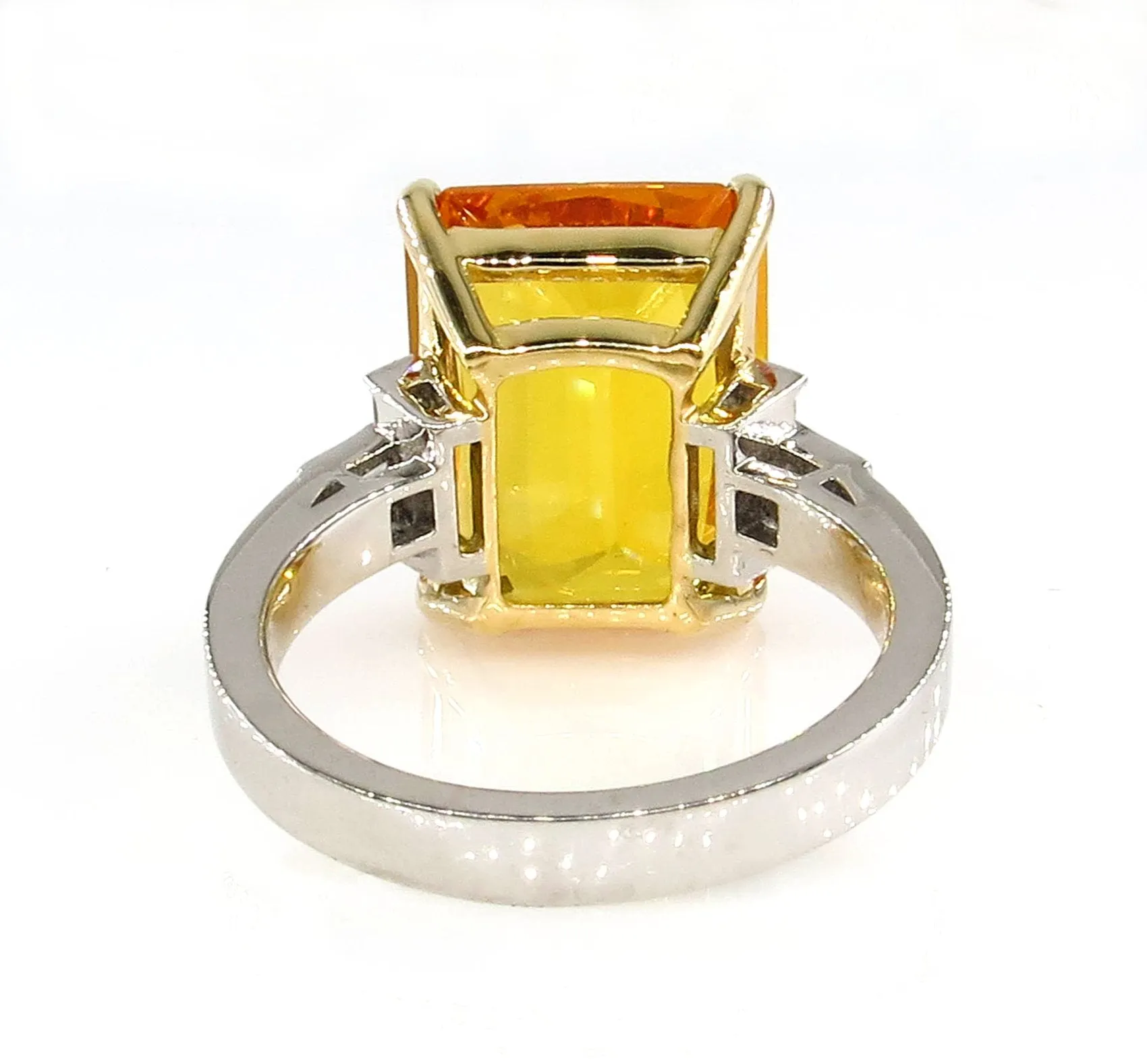 9.66ct GIA Natural Yellow-Orange Sapphire and Diamond Platinum Ring