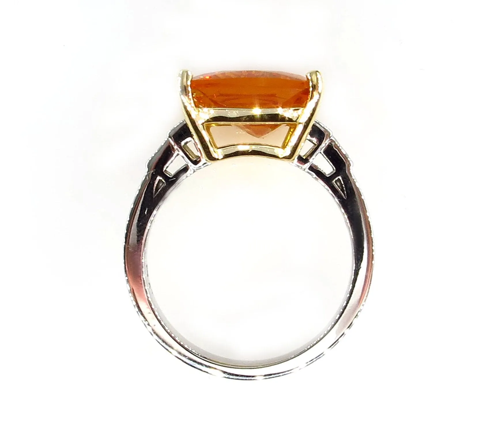 9.66ct GIA Natural Yellow-Orange Sapphire and Diamond Platinum Ring