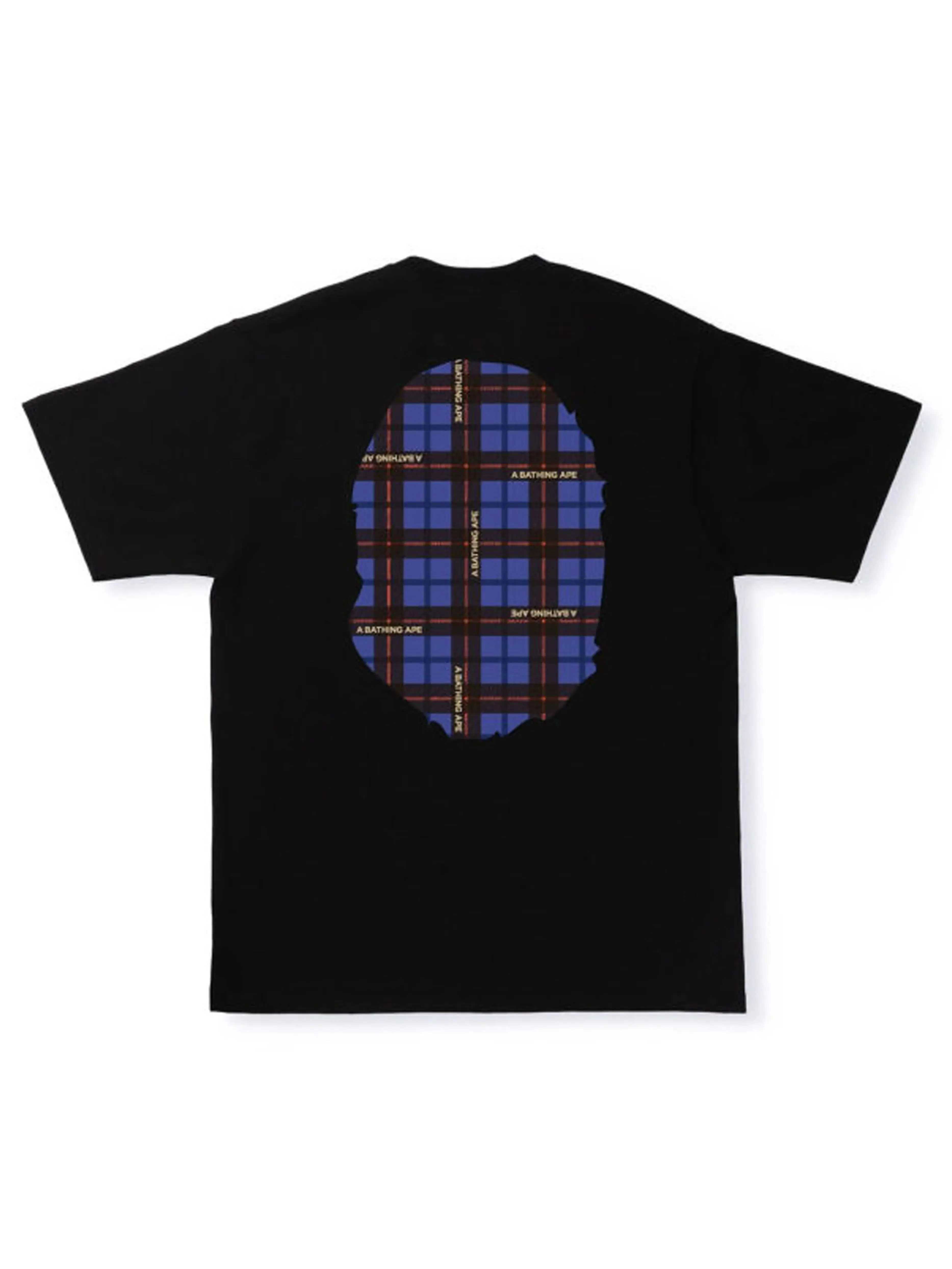 A Bathing Ape Check Big Ape Head Tee Black/Blue