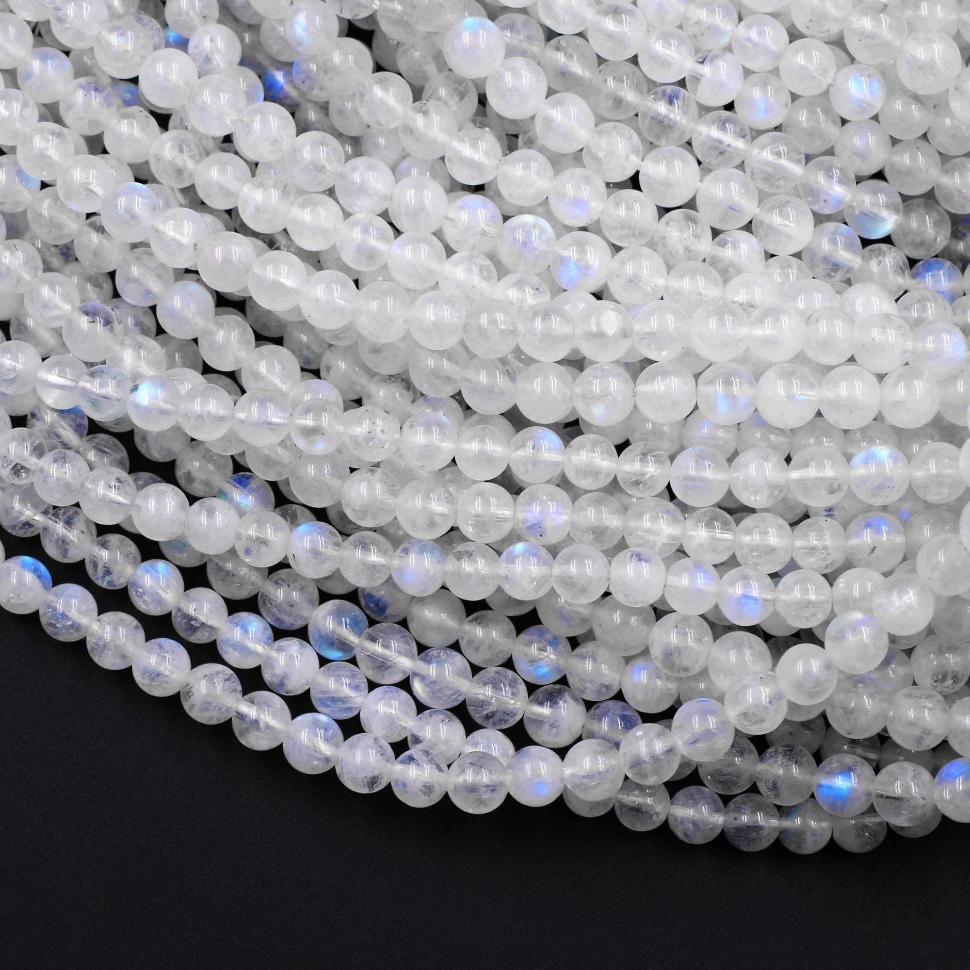 AA Natural Rainbow Moonstone 3mm 4mm 5mm 6mm 8mm 10mm 12mm Round Beads Blue Flashes Real Genuine Moonstone Gemstone 15.5" Strand