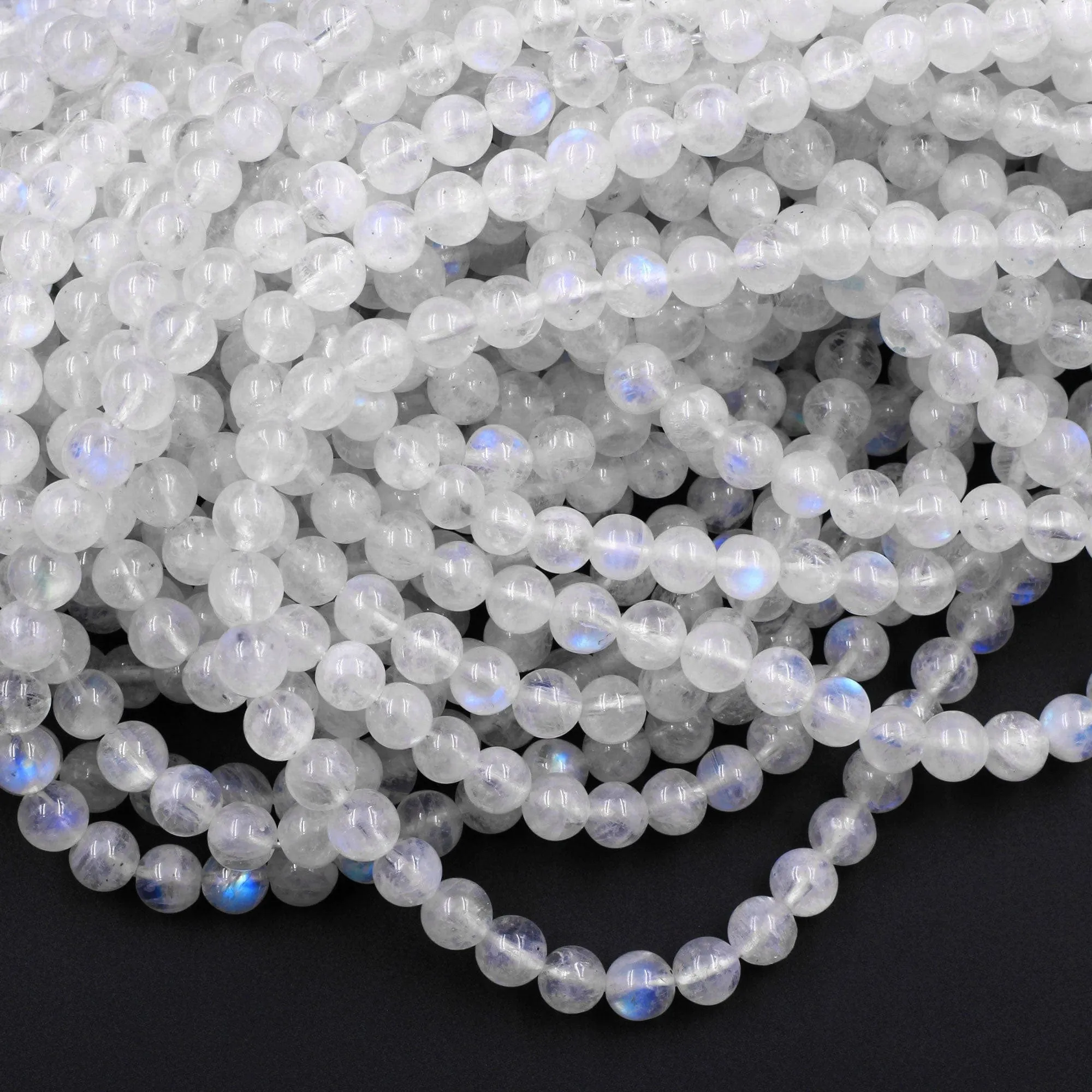 AA Natural Rainbow Moonstone 3mm 4mm 5mm 6mm 8mm 10mm 12mm Round Beads Blue Flashes Real Genuine Moonstone Gemstone 15.5" Strand