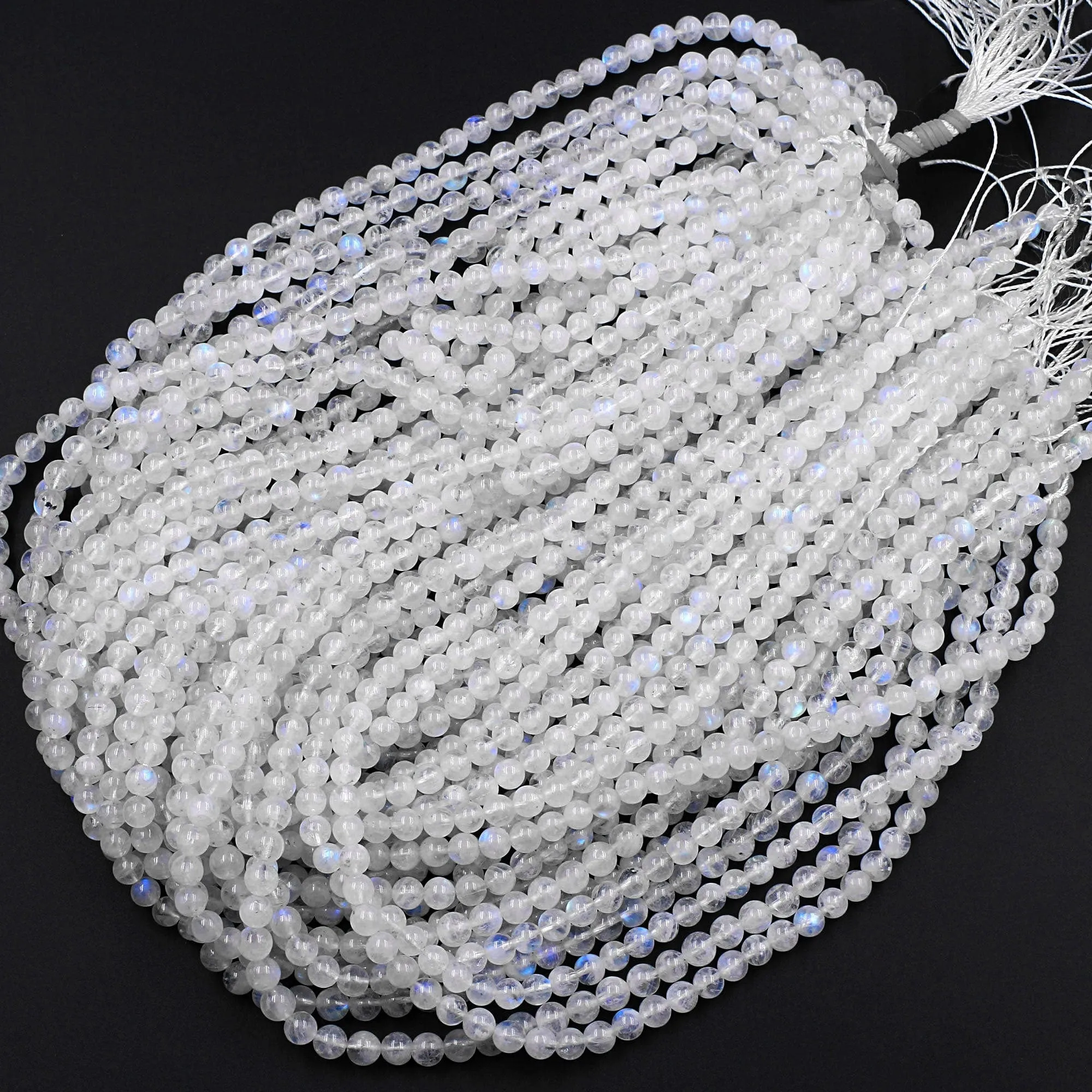 AA Natural Rainbow Moonstone 3mm 4mm 5mm 6mm 8mm 10mm 12mm Round Beads Blue Flashes Real Genuine Moonstone Gemstone 15.5" Strand