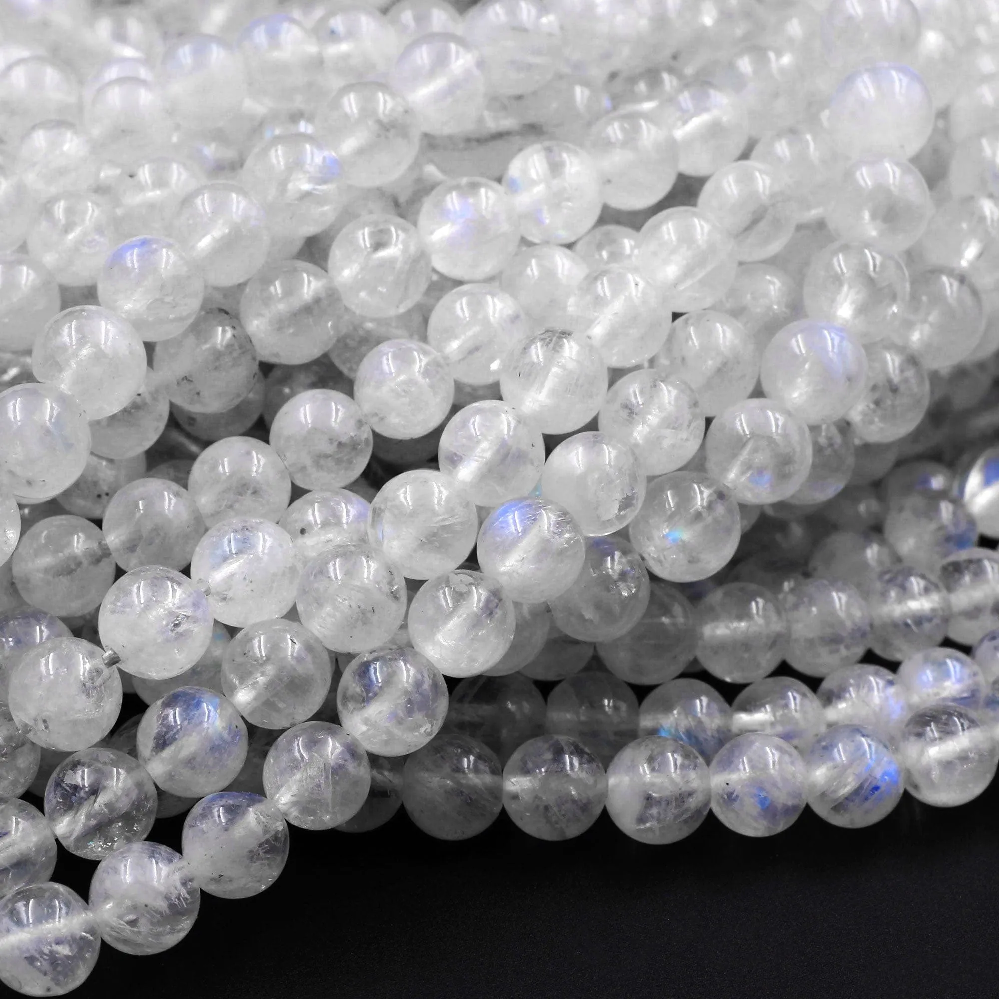 AA Natural Rainbow Moonstone 3mm 4mm 5mm 6mm 8mm 10mm 12mm Round Beads Blue Flashes Real Genuine Moonstone Gemstone 15.5" Strand