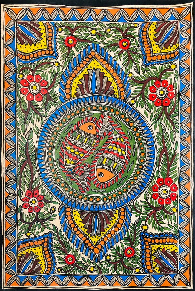 Abundance Unveiled: A Dance of Fertility and Prosperity, Madhubani by Ambika devi