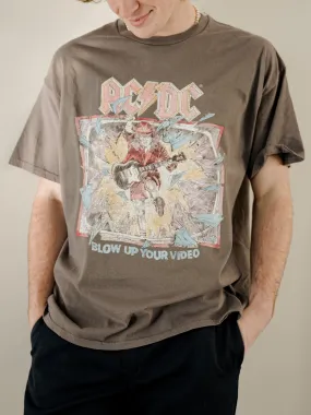 ACDC Blow Up Video Charcoal Thrifted Distressed Tee