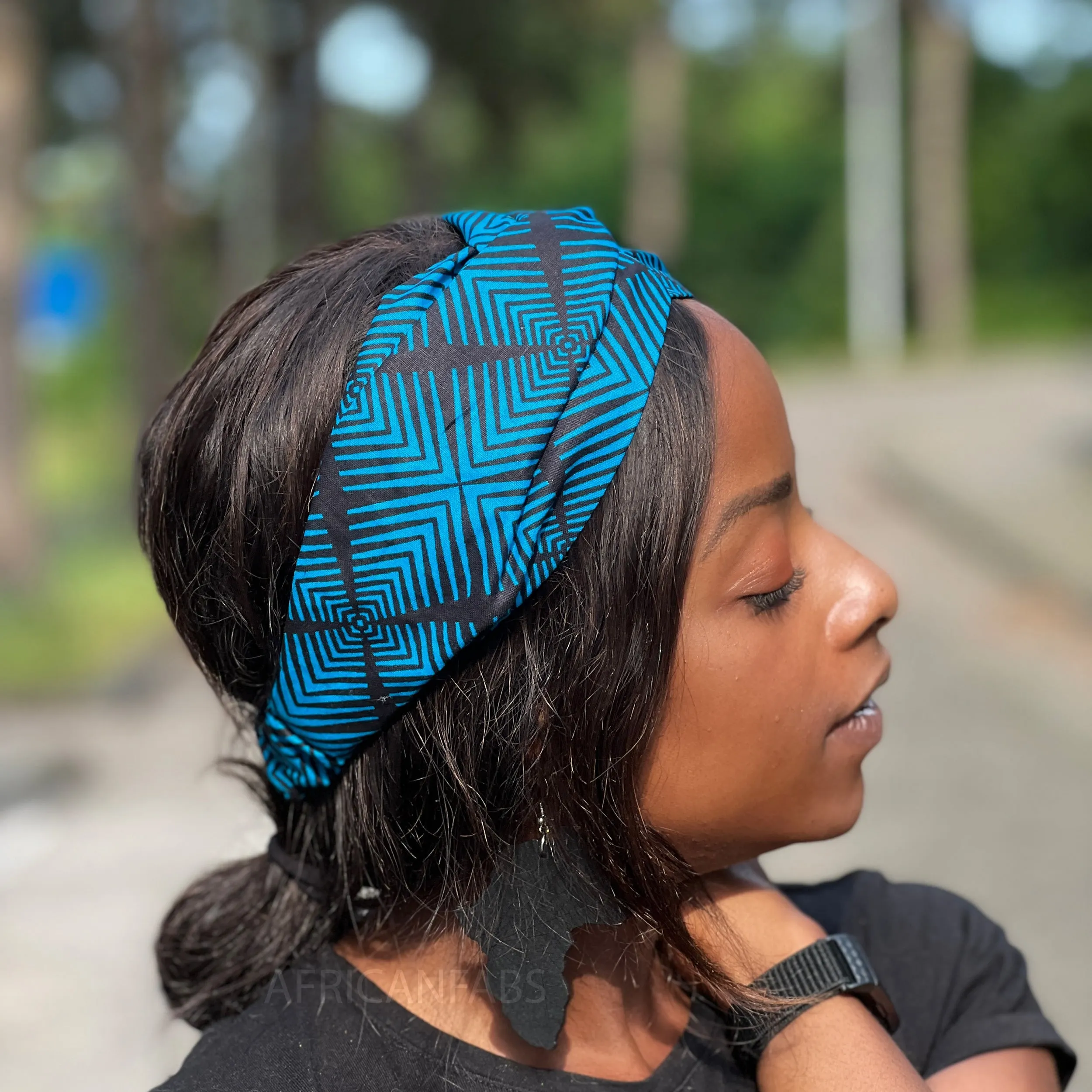 African print Headband (Looser fit) - Adults - Hair Accessories - Blue Bogolan