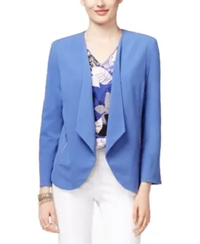 Alfani Open Front Women's Draped Open-Front Blazer, Perry Blue, 8