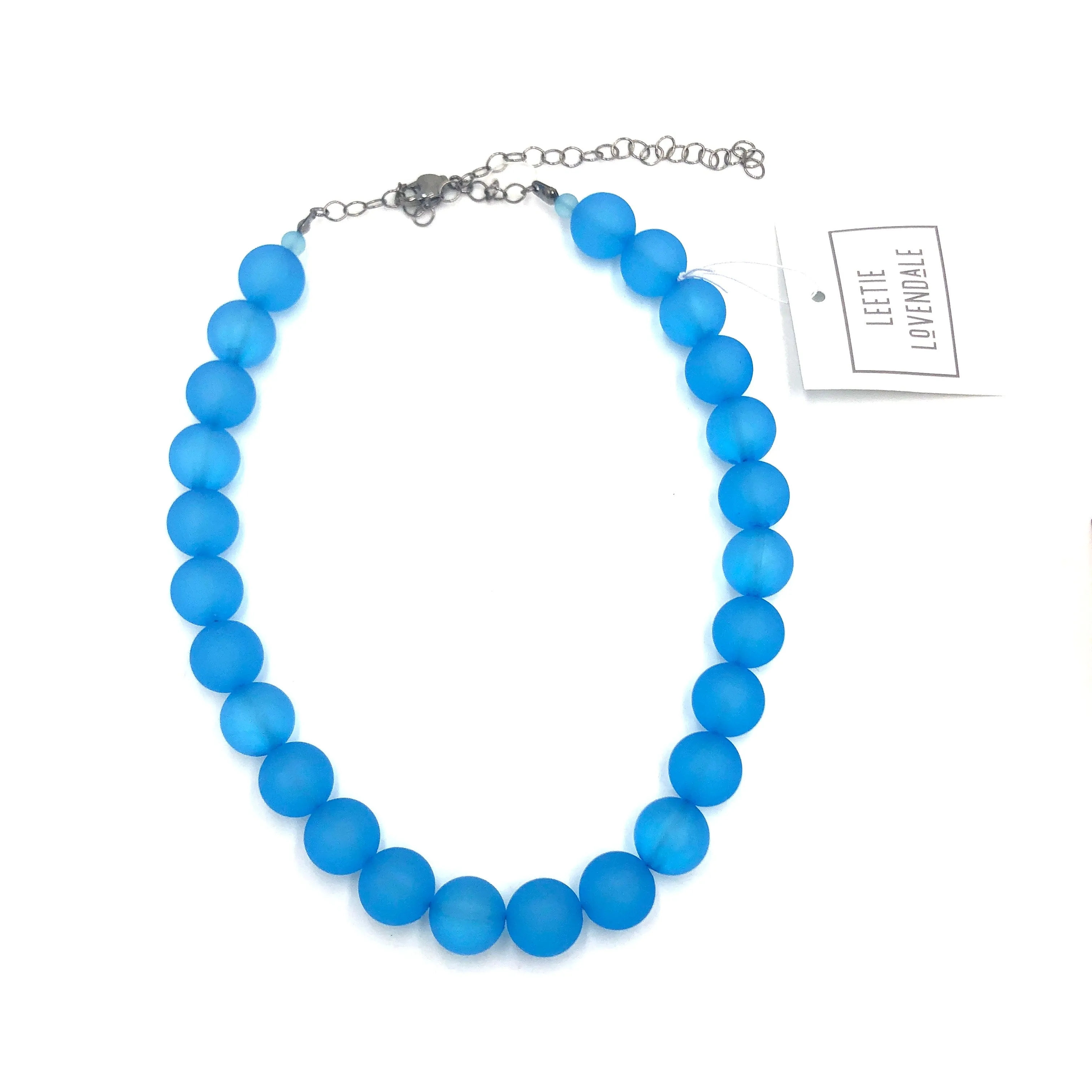 Aqua Blue Frosted Marco Necklace