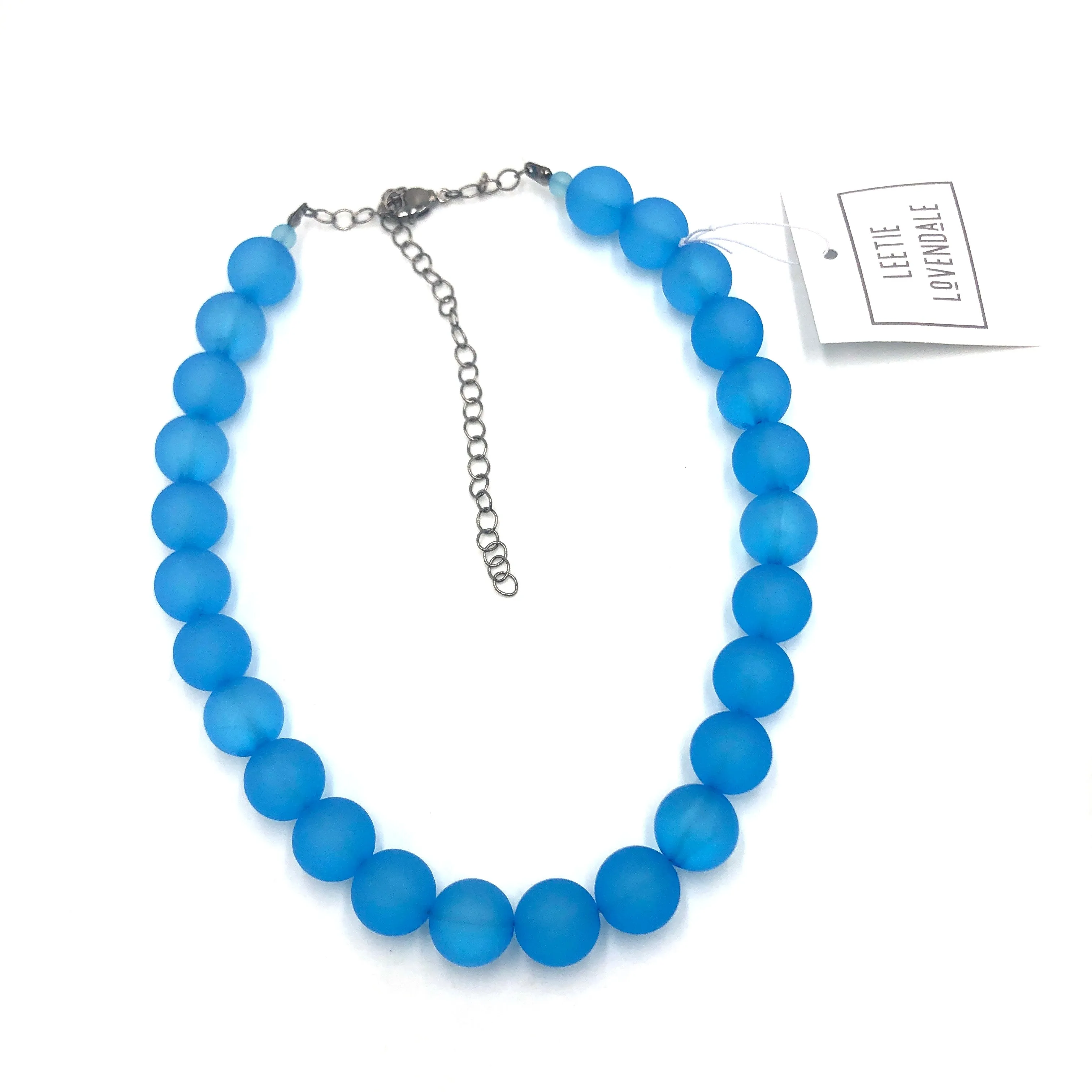 Aqua Blue Frosted Marco Necklace