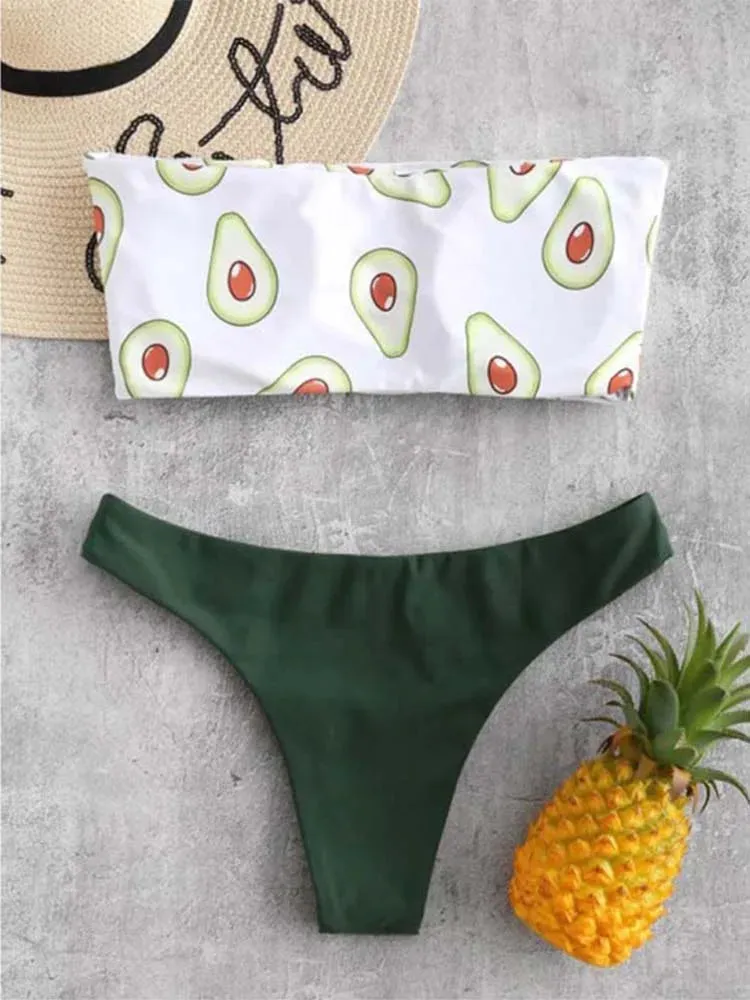 Bandeau-Bikini „For the Love of Avocados“