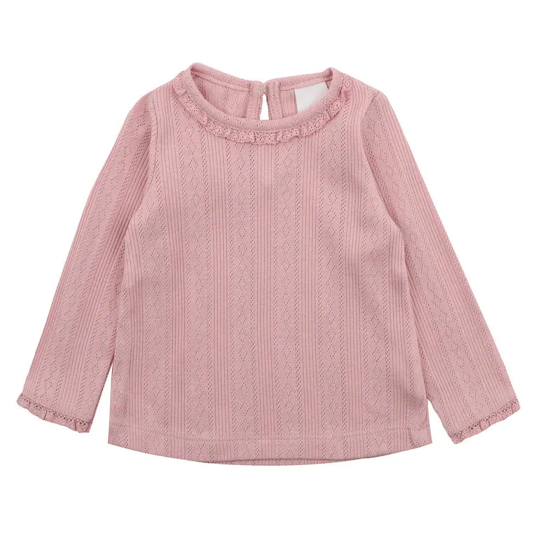 Bebe - Dusty Pink Pointelle LS Tee