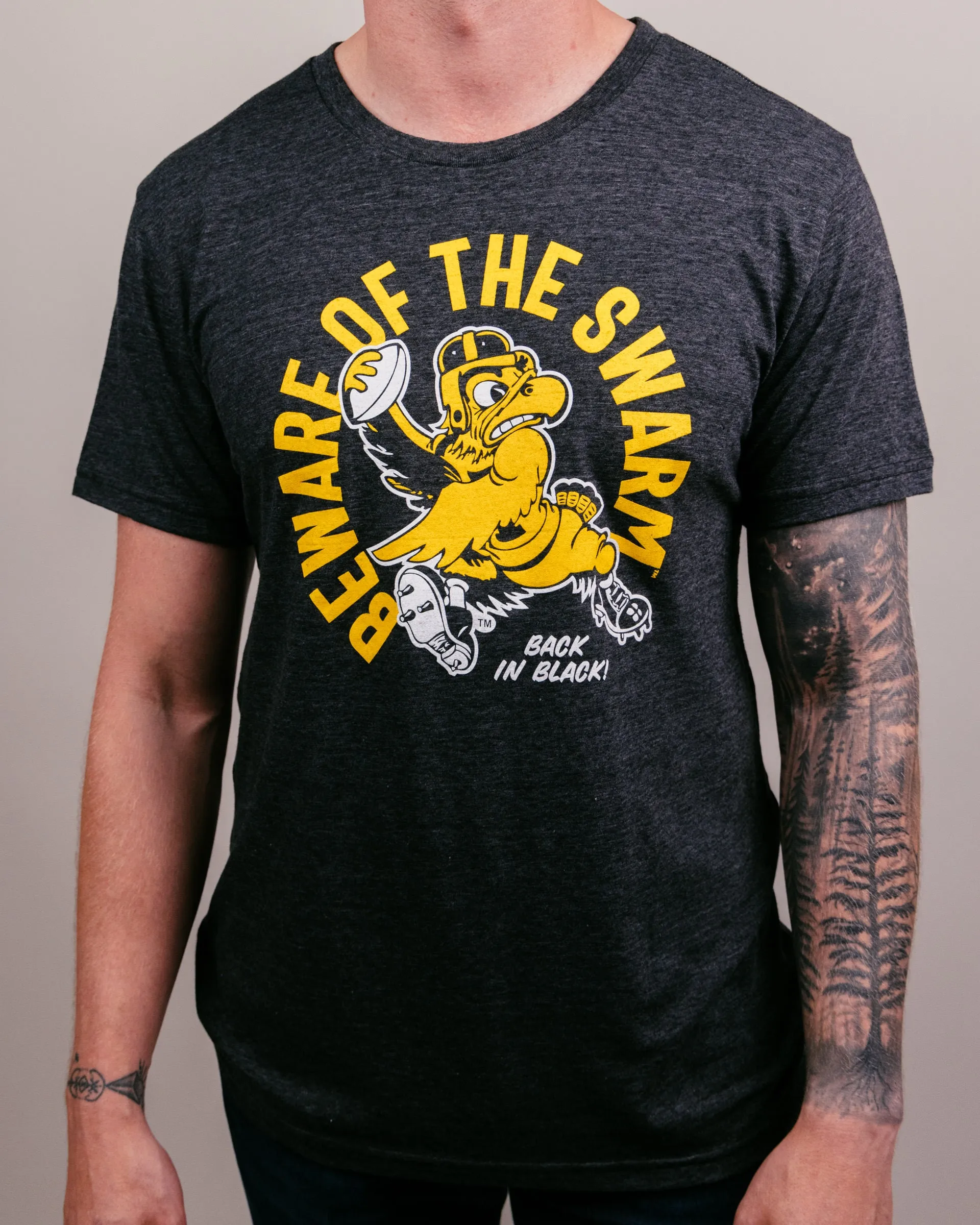 Beware the Swarm Iowa Football Black T-Shirt