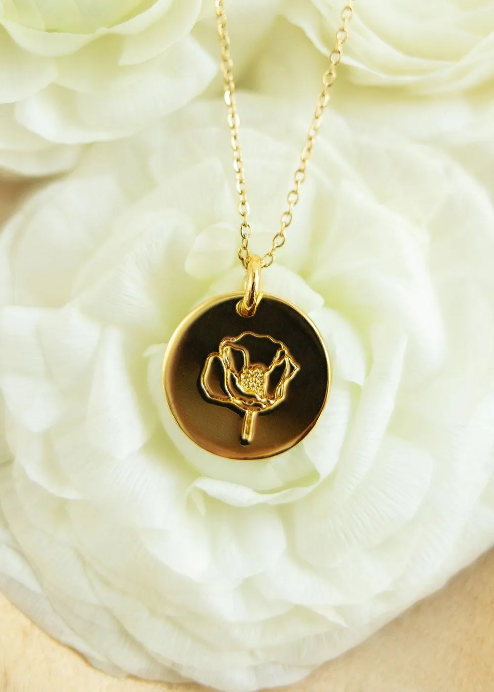 Birth Flower Necklace | Gold