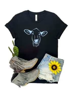 Black Funny Cow Short Sleeve Graphic Tee