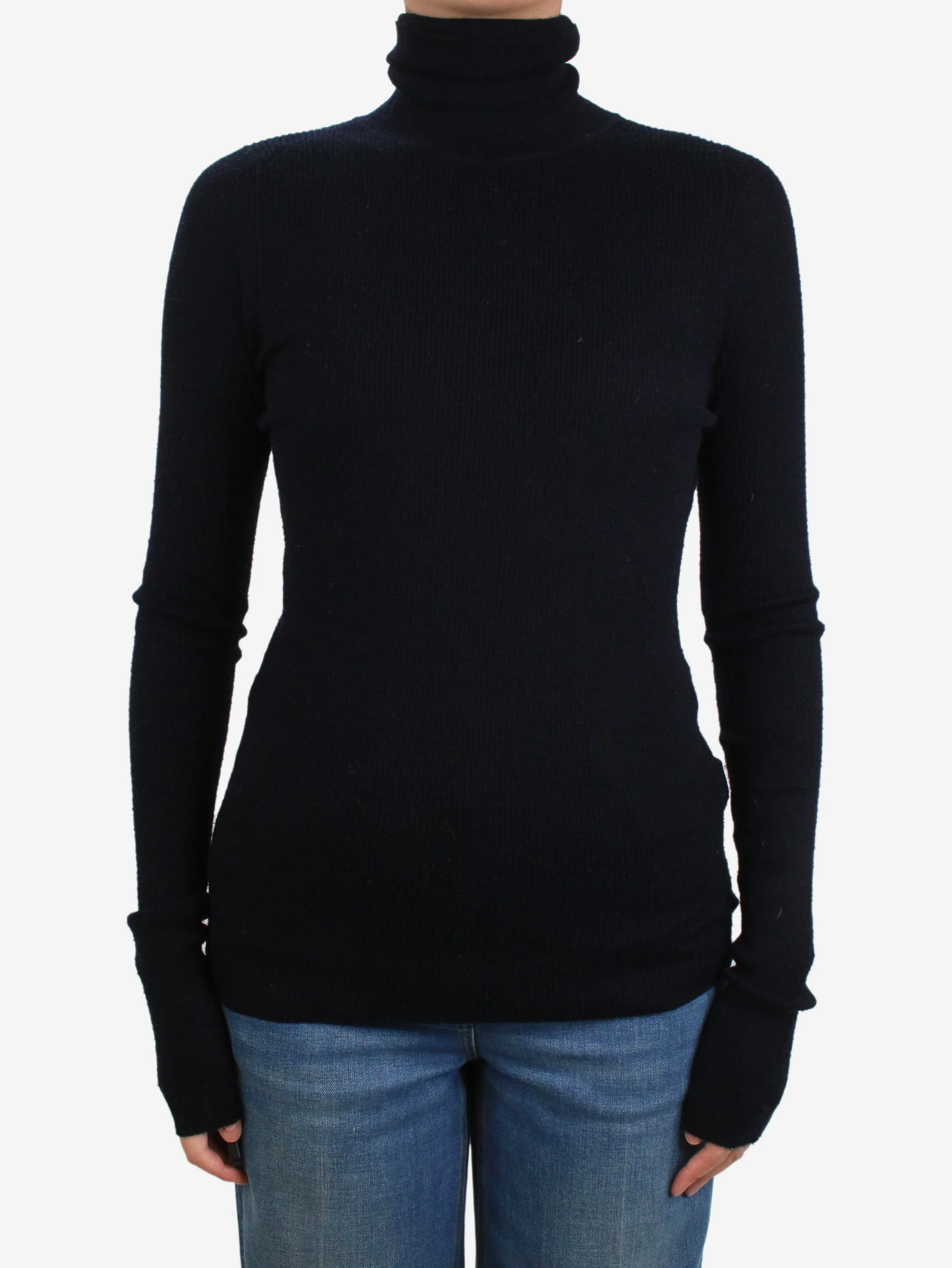 Black high-neck ribbed jumper - size S