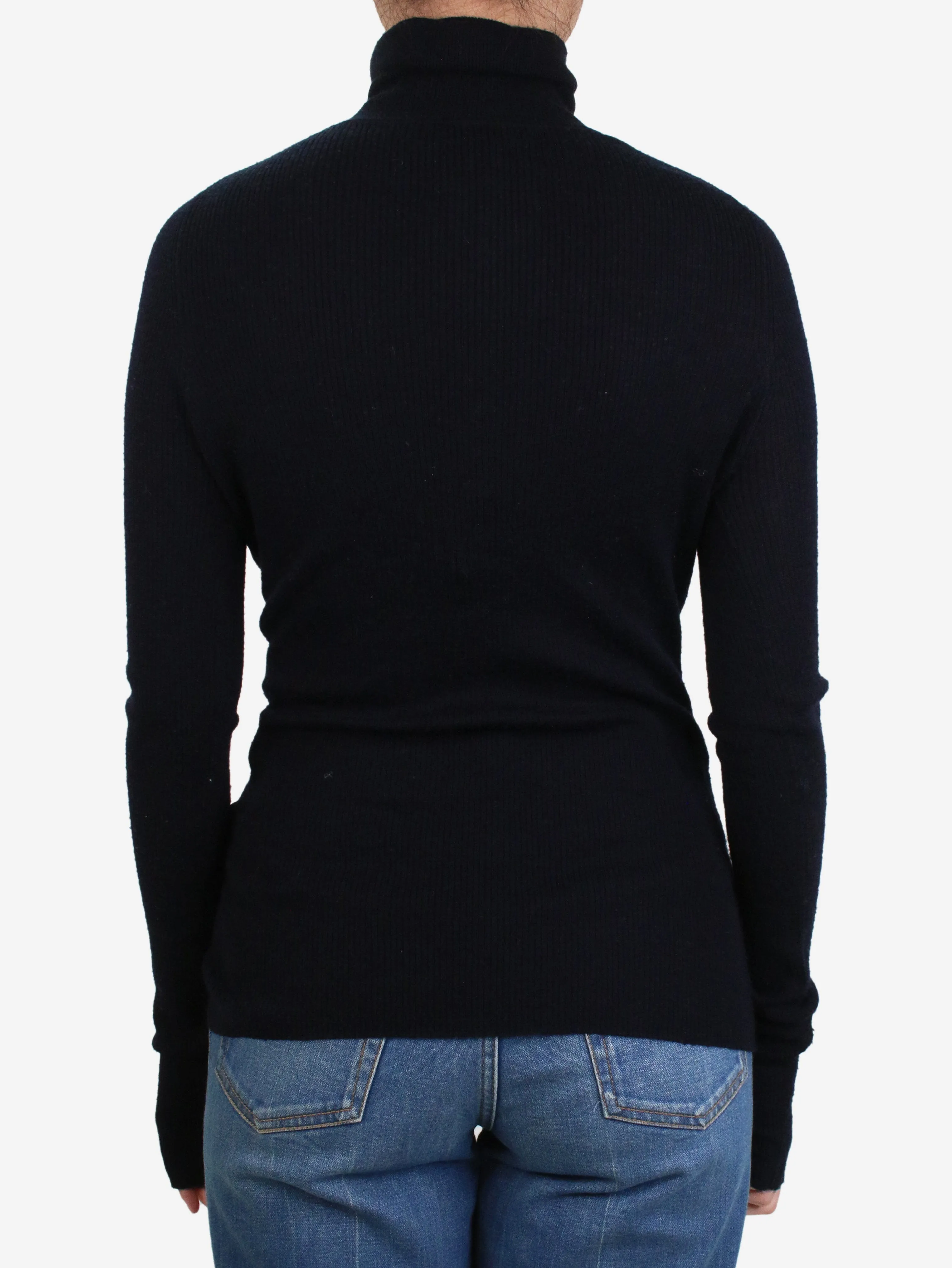 Black high-neck ribbed jumper - size S