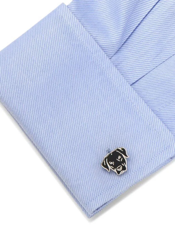 Black Labrador Retriever Cufflinks - Enamel on Metal - Bullet Back Closure