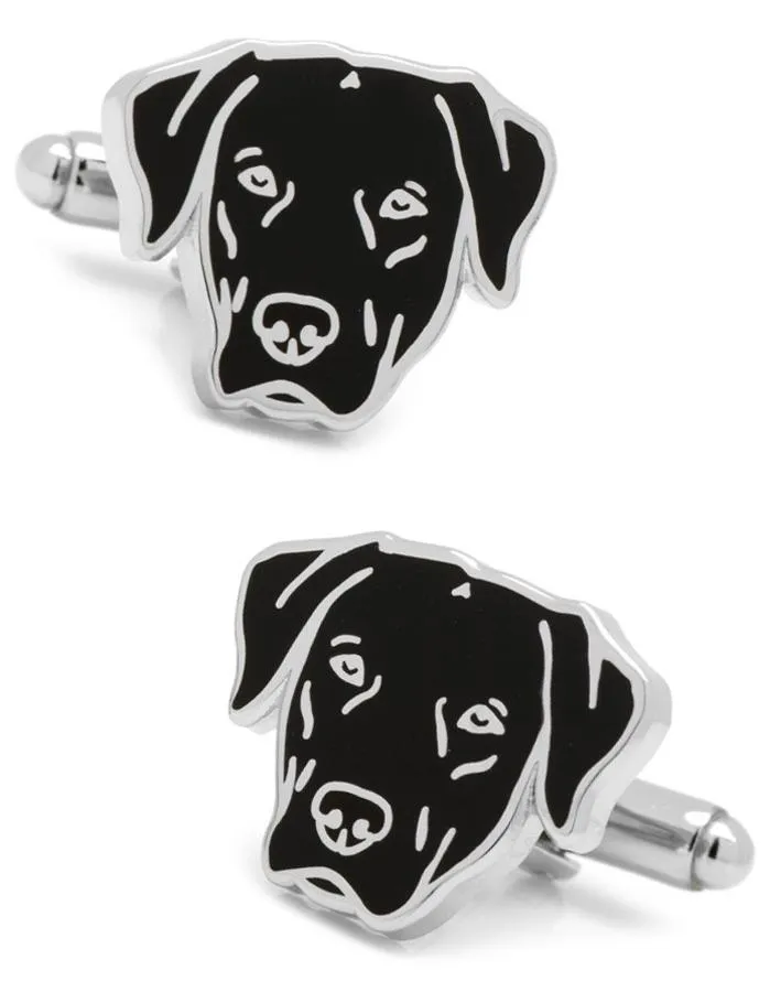 Black Labrador Retriever Cufflinks - Enamel on Metal - Bullet Back Closure